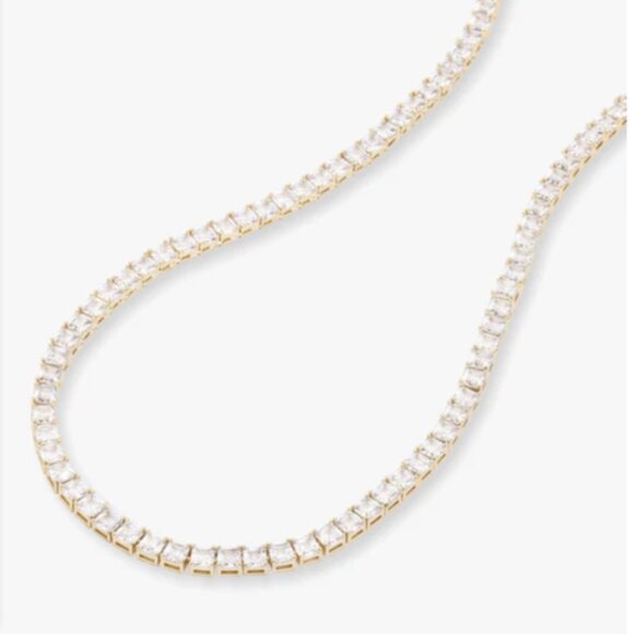 Melinda Maria The Queen's Tennis Necklace Diamondettes Gold 16" - Picture 3 of 4